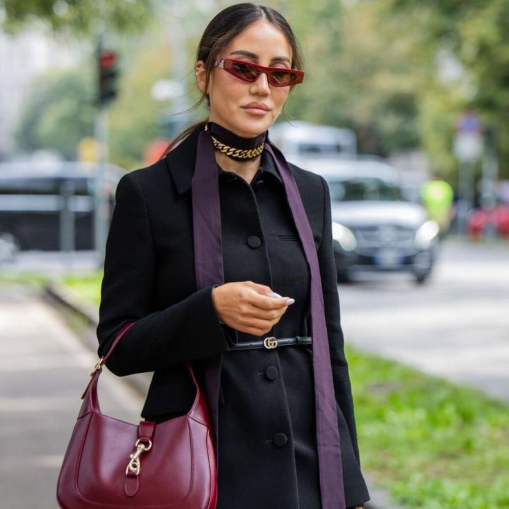 Gucci GG1779S 003 Sunglasses Burgundy Cat Eye Frame, Brown Lenses - Picture 4 of 11